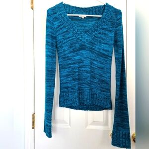 Blue V-Neck Women's Sweater - size S